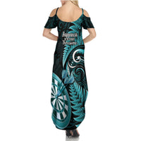 New Zealand Darts Summer Maxi Dress Happiness Is A Tight Threesome Maori Turquoise LT14 - Polynesian Pride
