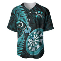 Personalised New Zealand Darts Baseball Jersey Happiness Is A Tight Threesome Maori Turquoise LT14 Turquoise - Polynesian Pride