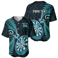 Personalised New Zealand Darts Baseball Jersey Happiness Is A Tight Threesome Maori Turquoise LT14 - Polynesian Pride