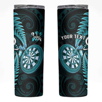 Personalised New Zealand Darts Skinny Tumbler Happiness Is A Tight Threesome Maori Turquoise LT14 Turquoise - Polynesian Pride