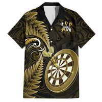 New Zealand Darts Family Matching Off Shoulder Maxi Dress and Hawaiian Shirt Happiness Is A Tight Threesome Maori Gold LT14 Mom's Dress Gold - Polynesian Pride