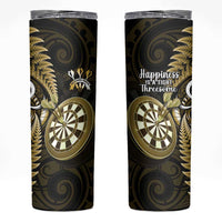 New Zealand Darts Skinny Tumbler Happiness Is A Tight Threesome Maori Gold LT14 Gold - Polynesian Pride