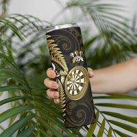 New Zealand Darts Skinny Tumbler Happiness Is A Tight Threesome Maori Gold LT14 - Polynesian Pride