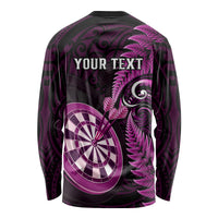 Personalised New Zealand Darts Long Sleeve Shirt Happiness Is A Tight Threesome Maori Pink LT14 - Polynesian Pride