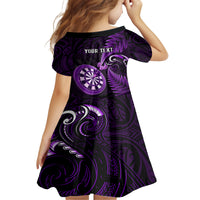 Personalised New Zealand Darts Family Matching Puletasi Dress and Hawaiian Shirt Happiness Is A Tight Threesome Maori Purple LT14 - Polynesian Pride