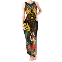 Papua New Guinea Chimbu Province Tank Maxi Dress Papua Niugini Coat Of Arms With Flag Style LT14 Women Black - Polynesian Pride