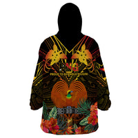 Papua New Guinea Chimbu Province Wearable Blanket Hoodie Papua Niugini Coat Of Arms With Flag Style LT14 - Polynesian Pride