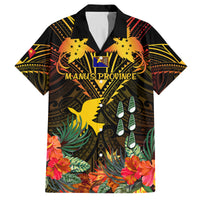 Papua New Guinea Manus Province Family Matching Off Shoulder Short Dress and Hawaiian Shirt Papua Niugini Coat Of Arms With Flag Style LT14 Dad's Shirt - Short Sleeve Black - Polynesian Pride