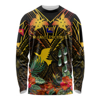 Papua New Guinea Manus Province Long Sleeve Shirt Papua Niugini Coat Of Arms With Flag Style LT14 Unisex Black - Polynesian Pride