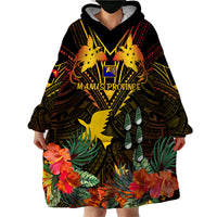 Papua New Guinea Manus Province Wearable Blanket Hoodie Papua Niugini Coat Of Arms With Flag Style LT14 - Polynesian Pride