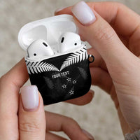 Custom New Zealand Silver Fern Football AirPods Case Go Aotearoa Grunge Black - Polynesian Pride