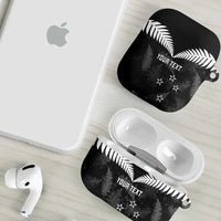 Custom New Zealand Silver Fern Football AirPods Case Go Aotearoa Grunge Black - Polynesian Pride
