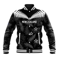 Custom New Zealand Silver Fern Football Baseball Jacket Go Aotearoa Grunge Black - Polynesian Pride