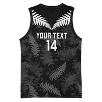 Custom New Zealand Silver Fern Football Basketball Jersey Go Aotearoa Grunge Black - Polynesian Pride