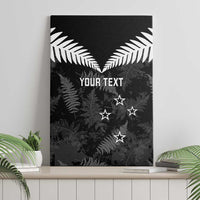 Custom New Zealand Silver Fern Football Canvas Wall Art Go Aotearoa Grunge Black - Polynesian Pride