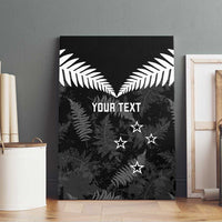 Custom New Zealand Silver Fern Football Canvas Wall Art Go Aotearoa Grunge Black - Polynesian Pride