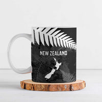 Custom New Zealand Silver Fern Football Ceramic Mug Go Aotearoa Grunge Black - Polynesian Pride
