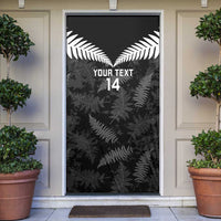 Custom New Zealand Silver Fern Football Door Cover Go Aotearoa Grunge Black - Polynesian Pride
