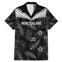 Custom New Zealand Silver Fern Football Family Matching Mermaid Dress and Hawaiian Shirt Go Aotearoa Grunge Black - Polynesian Pride