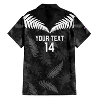 Custom New Zealand Silver Fern Football Family Matching Off Shoulder Maxi Dress and Hawaiian Shirt Go Aotearoa Grunge Black - Polynesian Pride