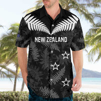 Custom New Zealand Silver Fern Football Hawaiian Shirt Go Aotearoa Grunge Black - Polynesian Pride