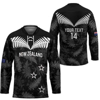 Custom New Zealand Silver Fern Football Hockey Jersey Go Aotearoa Grunge Black LT14 - Polynesian Pride
