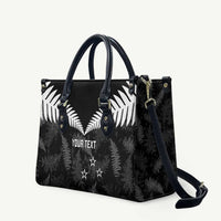 Custom New Zealand Silver Fern Football Leather Bag Go Aotearoa Grunge Black - Polynesian Pride