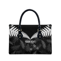 Custom New Zealand Silver Fern Football Leather Bag Go Aotearoa Grunge Black - Polynesian Pride