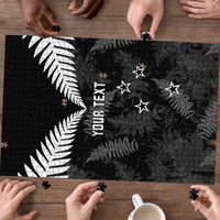 Custom New Zealand Silver Fern Football Puzzle Go Aotearoa Grunge Black - Polynesian Pride