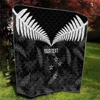 Custom New Zealand Silver Fern Football Quilt Go Aotearoa Grunge Black - Polynesian Pride