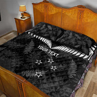 Custom New Zealand Silver Fern Football Quilt Bed Set Go Aotearoa Grunge Black - Polynesian Pride
