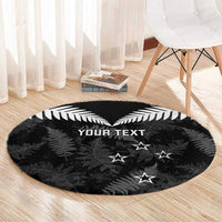 Custom New Zealand Silver Fern Football Round Carpet Go Aotearoa Grunge Black - Polynesian Pride