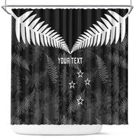 Custom New Zealand Silver Fern Football Shower Curtain Go Aotearoa Grunge Black - Polynesian Pride