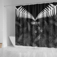 Custom New Zealand Silver Fern Football Shower Curtain Go Aotearoa Grunge Black - Polynesian Pride