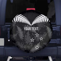 Custom New Zealand Silver Fern Football Spare Tire Cover Go Aotearoa Grunge Black LT14 No hole Black - Polynesian Pride