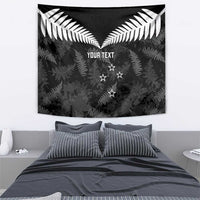 Custom New Zealand Silver Fern Football Tapestry Go Aotearoa Grunge Black - Polynesian Pride