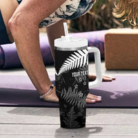 Custom New Zealand Silver Fern Football Tumbler With Handle Go Aotearoa Grunge Black - Polynesian Pride