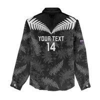 Custom New Zealand Silver Fern Football Women Casual Shirt Go Aotearoa Grunge Black - Polynesian Pride