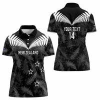 Custom New Zealand Silver Fern Football Women Polo Shirt Go Aotearoa Grunge Black - Polynesian Pride