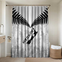 Custom New Zealand Silver Fern Football Bathroom Set Go Aotearoa Grunge White - Polynesian Pride