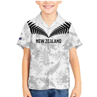 Custom New Zealand Silver Fern Football Family Matching Mermaid Dress and Hawaiian Shirt Go Aotearoa Grunge White - Polynesian Pride