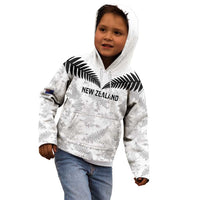 Custom New Zealand Silver Fern Football Kid Hoodie Go Aotearoa Grunge White - Polynesian Pride