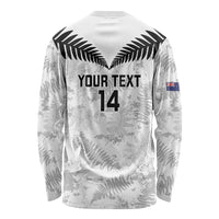 Custom New Zealand Silver Fern Football Long Sleeve Shirt Go Aotearoa Grunge White - Polynesian Pride