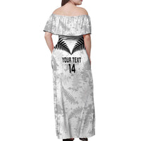 Custom New Zealand Silver Fern Football Off Shoulder Maxi Dress Go Aotearoa Grunge White LT14 - Polynesian Pride