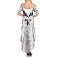 Custom New Zealand Silver Fern Football Summer Maxi Dress Go Aotearoa Grunge White LT14 - Polynesian Pride