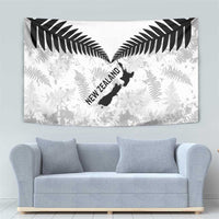 Custom New Zealand Silver Fern Football Tapestry Go Aotearoa Grunge White - Polynesian Pride