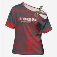 Custom New Caledonia Football Cross Shoulder Shirt Allez Les Cagous Grey Version - Polynesian Pride