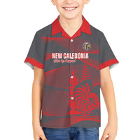 Custom New Caledonia Football Family Matching Off Shoulder Short Dress and Hawaiian Shirt Allez Les Cagous Grey Version - Polynesian Pride