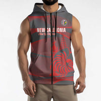 Custom New Caledonia Football Sleeveless Zip Hoodie Allez Les Cagous Grey Version - Polynesian Pride