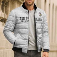 Custom New Caledonia Football Bomber Puffer Jacket Allez Les Cagous White Version - Polynesian Pride